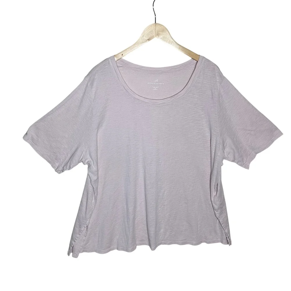 J. Jill Women's Pima Cotton Scoop Neck Elbow Sleeve Tee size 3X Light Pink